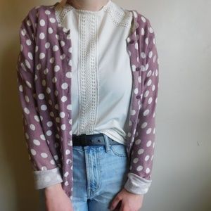 Purple Polka-Dot Cardigan